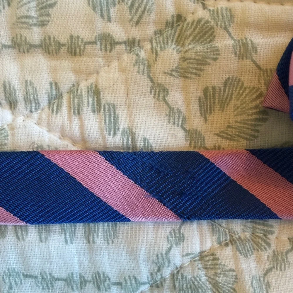 Classic Kids Bow Tie in Navy Blue and Pink Stripe
